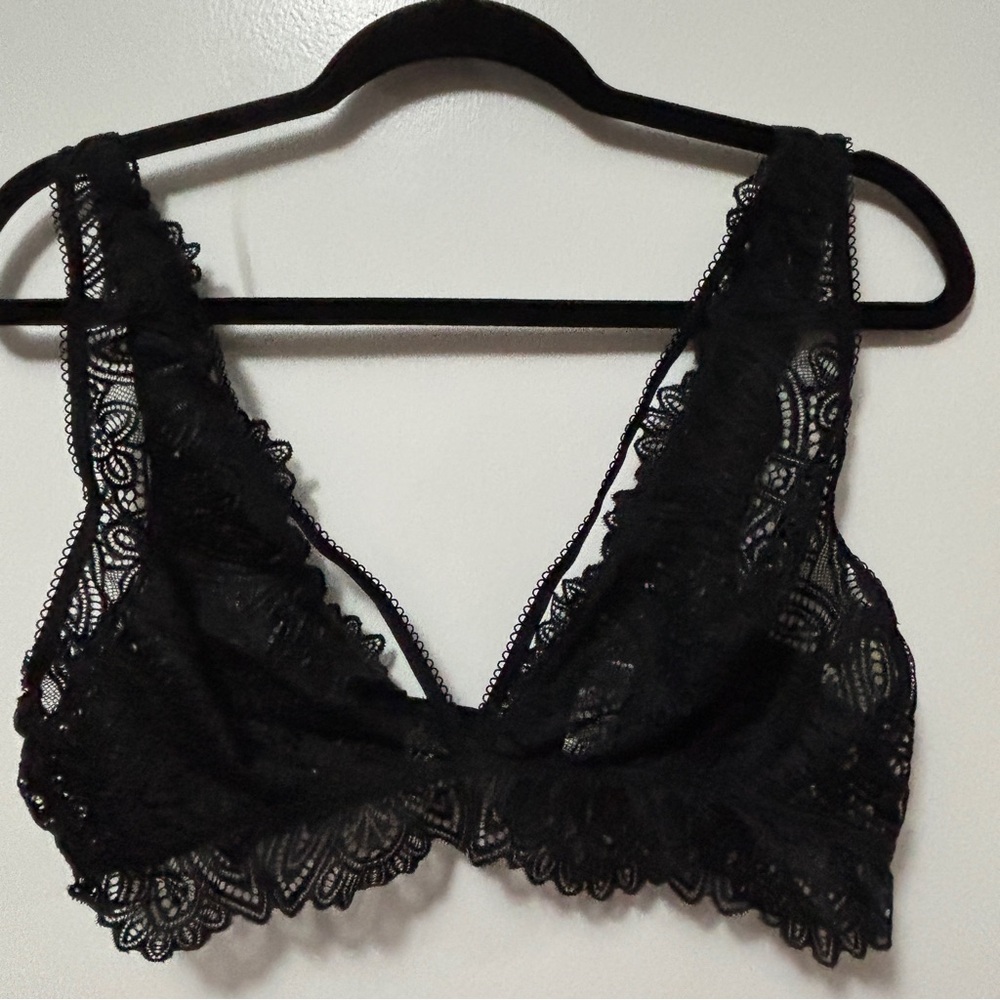 Luvlette Plus Size XXL Sheer Lace Black Wireless Bralette Sexy intimate Lingerie